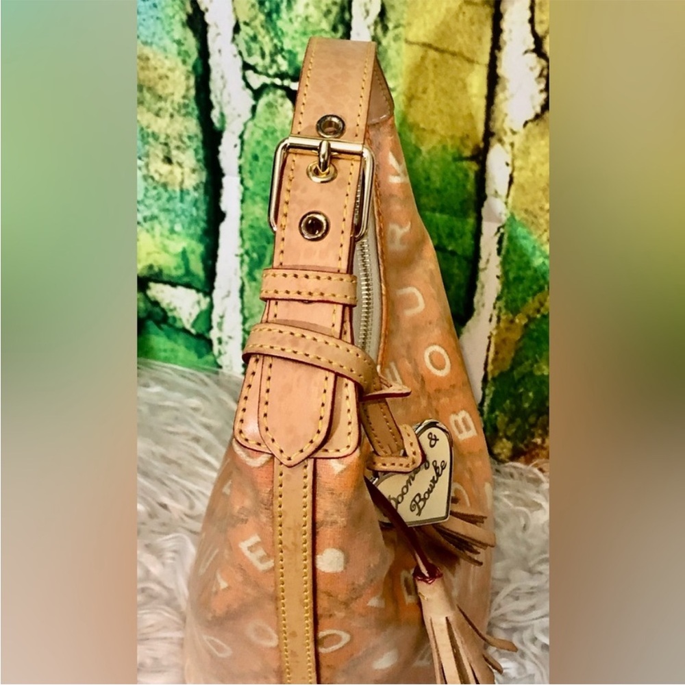 Dooney & Bourke Vintage Coral Peach Crossword Bucket Purse Shoulder Bag EUC - Picture 6 of 13